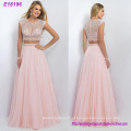 New Fashion Two Pieces Long Elegent Pink Chiffon Evening Dress Atacado